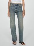 Mango Miami Straight Cut Jeans, Open Blue