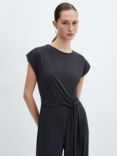 Mango Belinda Tie Waist Jumpsuit, Charcoal