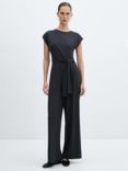 Mango Belinda Tie Waist Jumpsuit, Charcoal