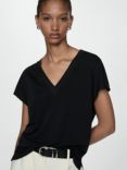 Mango Malbo Knit T-Shirt, Black