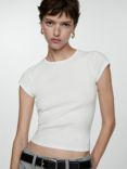 Mango Zani Rib T-Shirt, White