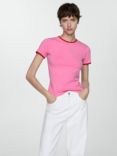 Mango Zanic Contrast Trim T-Shirt, Pink