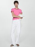 Mango Zanic Contrast Trim T-Shirt, Pink