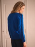 NRBY Salma Merino Cashmere Blend Side Stripe Jumper, Lapis Blue/Navy