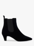 Dune Obvious Suede Pointed Ankle Boots, Black