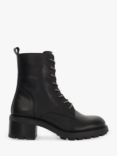 Dune Plexie Leather Chunky Lace Up Boots, Black