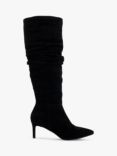 Dune Slouchings Pointed Toe Slouchy Suede Knee Boots, Black