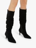 Dune Slouchings Pointed Toe Slouchy Suede Knee Boots, Black