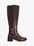 Dune Tatter Leather Knee High Boots, Brown