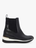 Dune Everywhere Leather Wedge Heel Trainers, Black-Leather_Mix