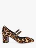 Dune Approval Pony Leopard Double Buckle Heeled Courts, Multi