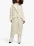 BOSS Wool Blend Tweed Check Overcoat, Cream