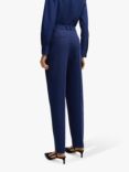 BOSS Wool Blend High Waisted Tapered Trousers, Blue