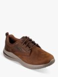 Skechers Delson 3.0 Glavine Leather Lace Up Trainers, Brown