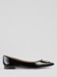 L.K.Bennett Lisette Leather Pointed Flats, Black