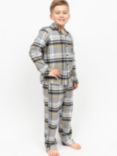 Minijammies Kids' Check Cotton Pyjama Set, Grey/Multi