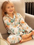 Minijammies Kids' Pumpkin Print Cotton Blend Pyjama Set, Cream/Multi