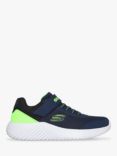 Skechers Kids' Bounder Trainers, Navy/Lime