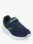 Skechers Kids' Bounder Trainers, Navy/Lime