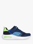 Skechers Kids' Bounder Tech Trainers, Navy/Lime