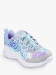 Skechers Kids' Dream Racer Wing Brites Trainers, Silver/Lavender