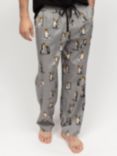 Cyberjammies Parker Penguin Print Pyjama Bottoms, Grey