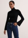 Phase Eight Fran Ribbed Roll Neck Jumper, Black