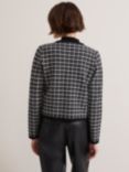 Phase Eight Mindy Check Tweed Cardigan, Black/Ivory