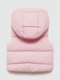 Mango Kids' Roche Hooded Puffer Gilet, Light Pastel Pink