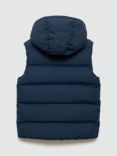 Mango Kids' Manel Hooded Quilted Gilet, Navy