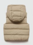 Mango Kids' Aldov Hooded Puffer Gilet, Light Beige