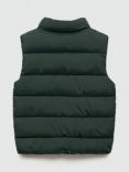 Mango Kids' Luis Puffer Gilet, Dark Green