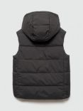 Mango Kids' Mario Reversible Hooded Puffer Gilet, Charcoal