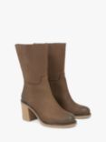 Celtic & Co. Nubuck Crepe Block Heel Ankle Boots, Walnut