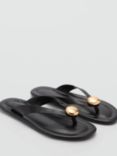 Mango Sicilia Leather Sandals, Black