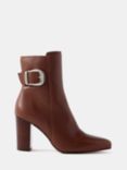 Mint Velvet Leather Buckled Ankle Boots, Tan