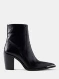 Mint Velvet Leather Heeled Pointed Ankle Boots, Black