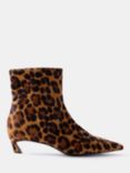 Mint Velvet Textured Leopard Pointed Ankle Boots, Tan/Multi