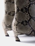 Mint Velvet Leather Snake Print Pointed Ankle Boots, Taupe/Multi