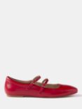 Mint Velvet Square Toe Leather Ballet Pumps, Red