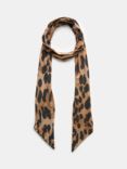 Mint Velvet Leopard Print Skinny Scarf, Camel