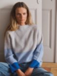 NRBY Reese Colour Block Wool Cashmere Jumper, Light Grey/Blue