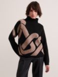 Phase Eight Cleo Chain Wool Blend Jumper, Black/Camel