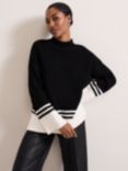 Phase Eight Kayleigh Chunky Jumper, Black/Ivory