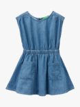 Benetton Kids' Flared Denim Dress, Blue