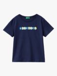 Benetton Kids' Short Sleeve Logo T-Shirt, Navy