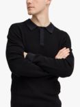 Casual Friday Karl Long Sleeve Knitted Polo Shirt, Dark Navy