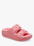 Crocs Classic Cozzzy Faux Fur Lined Slider Sandals, Hot Blush