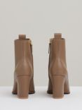 Reiss Amy Leather Pointed Ankle Boots, Taupe