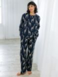 Chelsea Peers Giraffe Organic Cotton Blend Long Pyjama Set, Navy